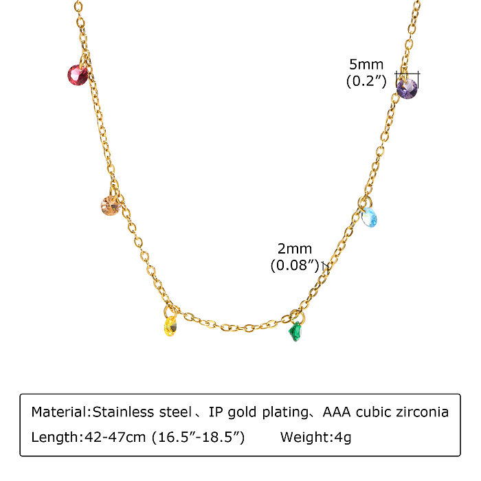 1 Piece Simple Style Geometric Stainless Steel  Plating Zircon Necklace