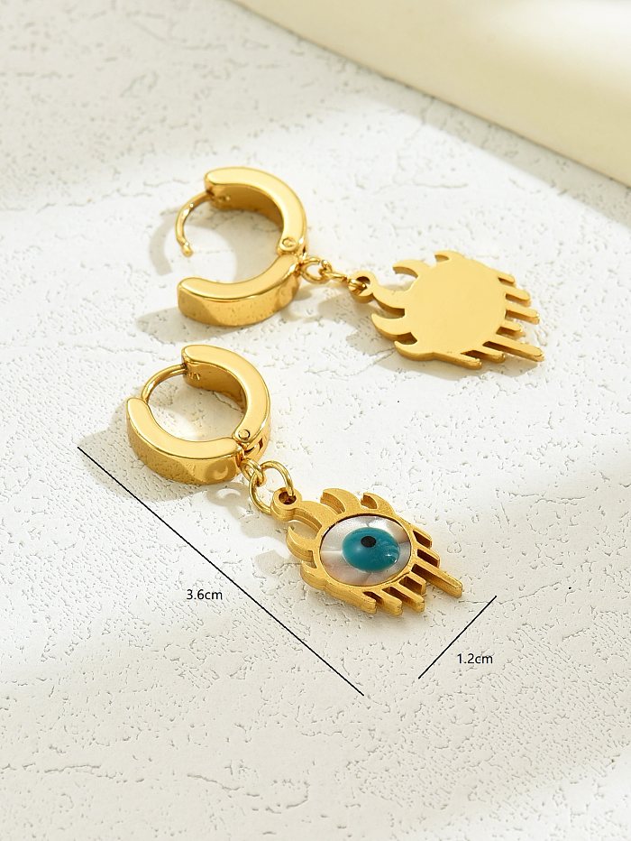 1 Pair Casual Preppy Style Punk Flame Eye Plating Inlay Stainless Steel  Resin 18K Gold Plated Drop Earrings