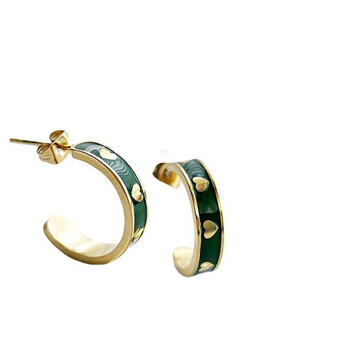 1 Paar modische herzförmige Edelstahl-Emaille-Ohrringe