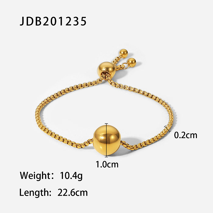 Novo estilo 18K banhado a ouro bola redonda pingente pulseira de aço inoxidável