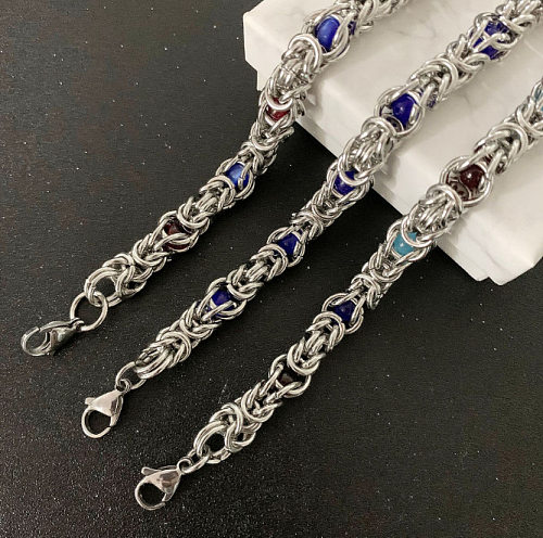 Bracelets perlés en acier titane de couleur unie de style cool de style moderne