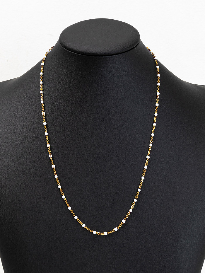 Shiny Solid Color Stainless Steel  Chain Necklace