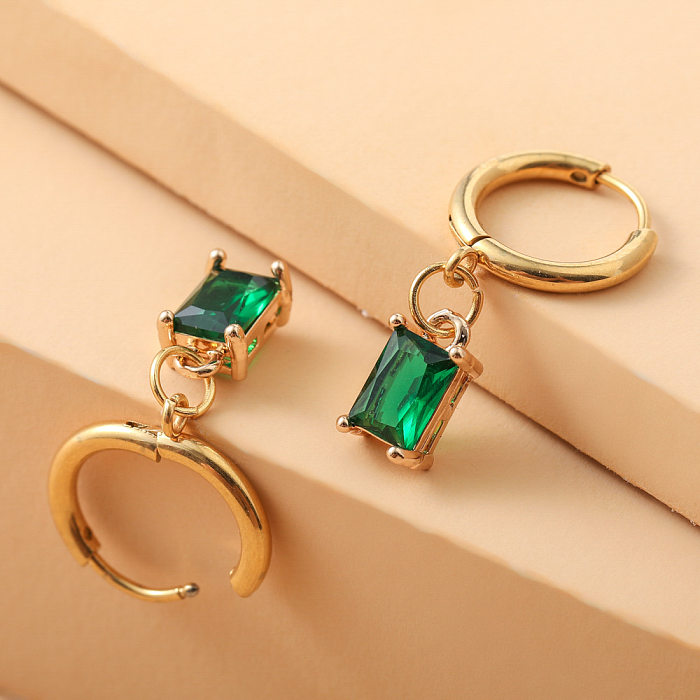 1 Pair Classical Vintage Style Geometric Plating Inlay Stainless Steel  Zircon Gold Plated Drop Earrings