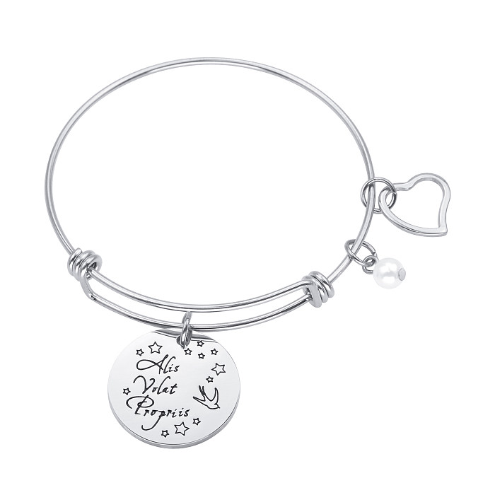 Simple Style Letter Stainless Steel Bangle In Bulk