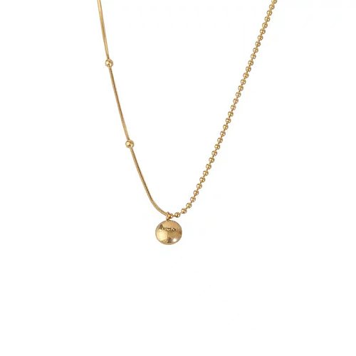 Elegant Round Stainless Steel Plating 18K Gold Plated Pendant Necklace
