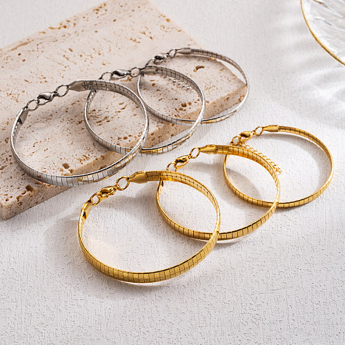 IG Style Classic Style Lattice Solid Color Stainless Steel 18K Gold Plated Bracelets