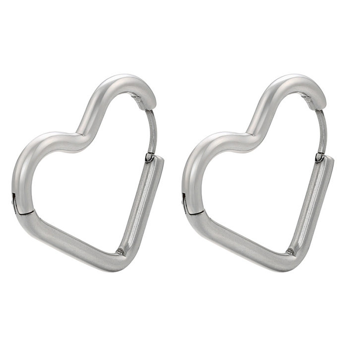 Glossy Stainless Steel  Earrings Five-pointed Star Heart Triangle Geometric Ear Buckle
