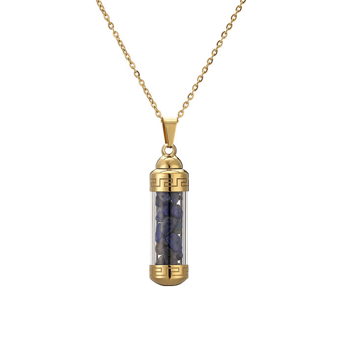 Casual Basic Simple Style Geometric Stainless Steel  Gravel 18K Gold Plated Pendant Necklace