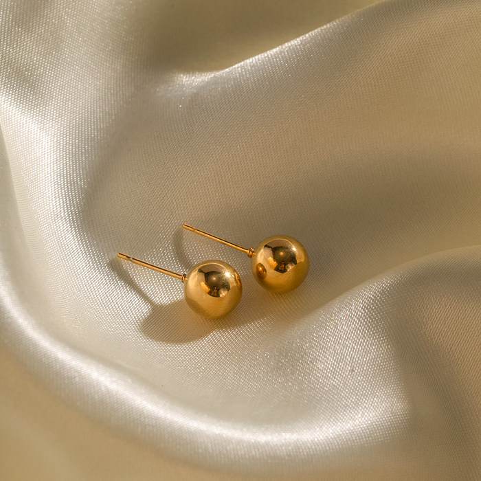 1 paire de clous d'oreilles plaqués or 18 carats, Style INS, boule de Style Simple, plaqué en acier inoxydable