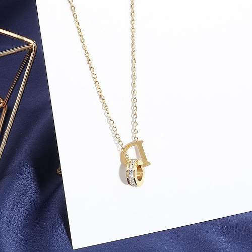 Collar con colgante chapado en oro de 18K chapado en acero inoxidable con letras de estilo Simple para mujer elegante
