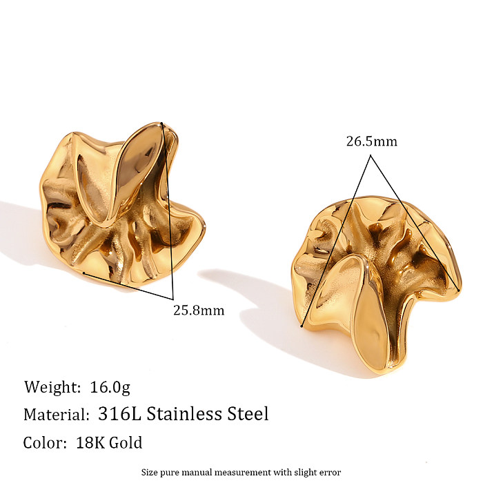 زوج واحد من أقراط الأذن الأساسية البسيطة والنمط الكلاسيكي المطلية بالألوان الصلبة المصنوعة من الفولاذ المقاوم للصدأ ومطلية بالذهب عيار 1 قيراط