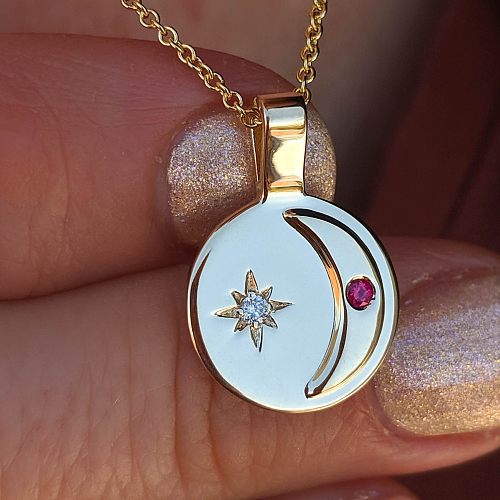 Simple Style Star Moon Stainless Steel Pendant Necklace In Bulk