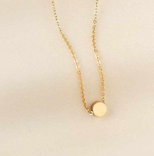 Wholesale Jewelry Round Pendant Small Gold Bean Stainless Steel Necklace jewelry
