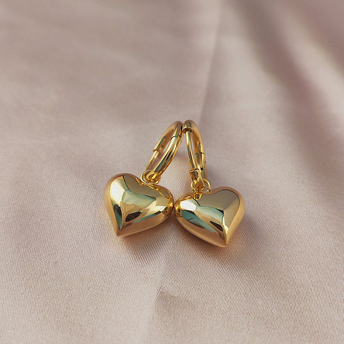 1 Pair IG Style Simple Style C Shape Circle Heart Shape Plating Inlay Stainless Steel Zircon 18K Gold Plated Earrings