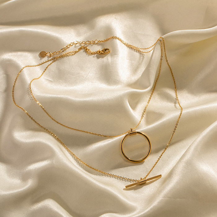 Simple Style Round Stainless Steel  Plating Gold Plated Layered Necklaces