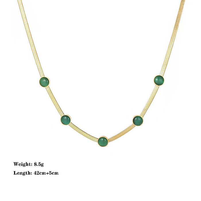 Elegante Streetwear-Halskette mit geometrischem Edelstahl-Inlay und Opal
