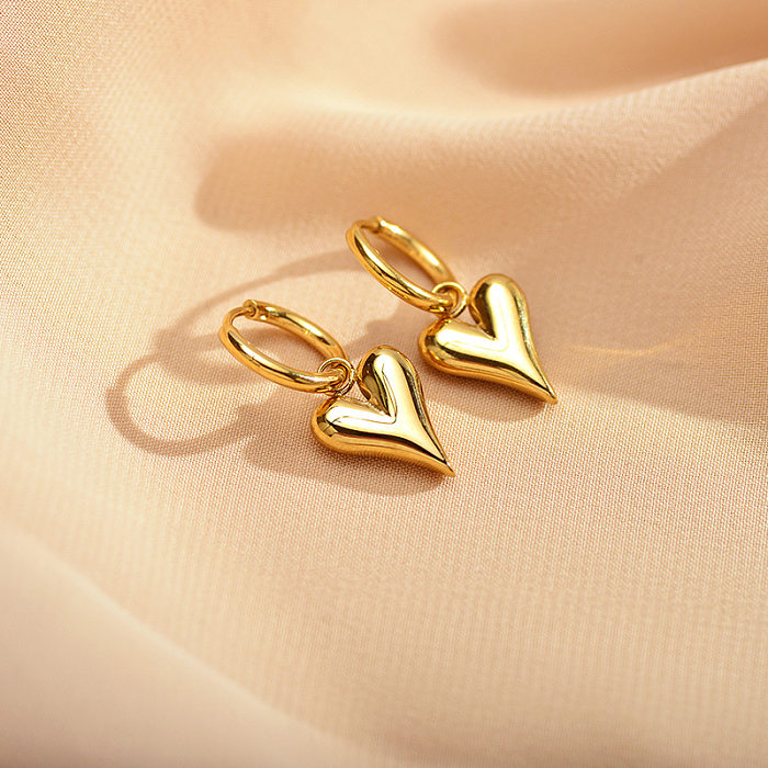 1 Pair Elegant Luxurious Simple Style Heart Shape Butterfly Plating Stainless Steel  Gold Plated Drop Earrings