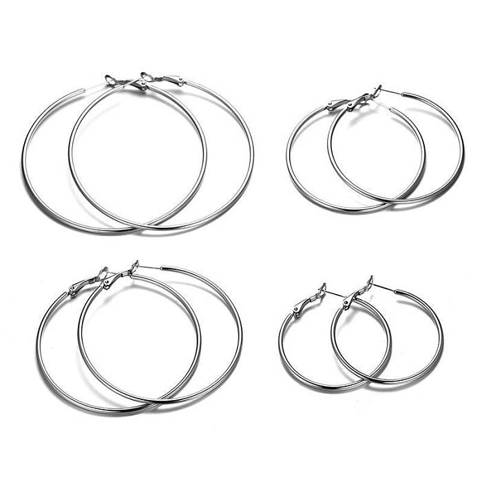 Fashion Circle Stainless Steel  Polishing Plating Earrings 1 Pair