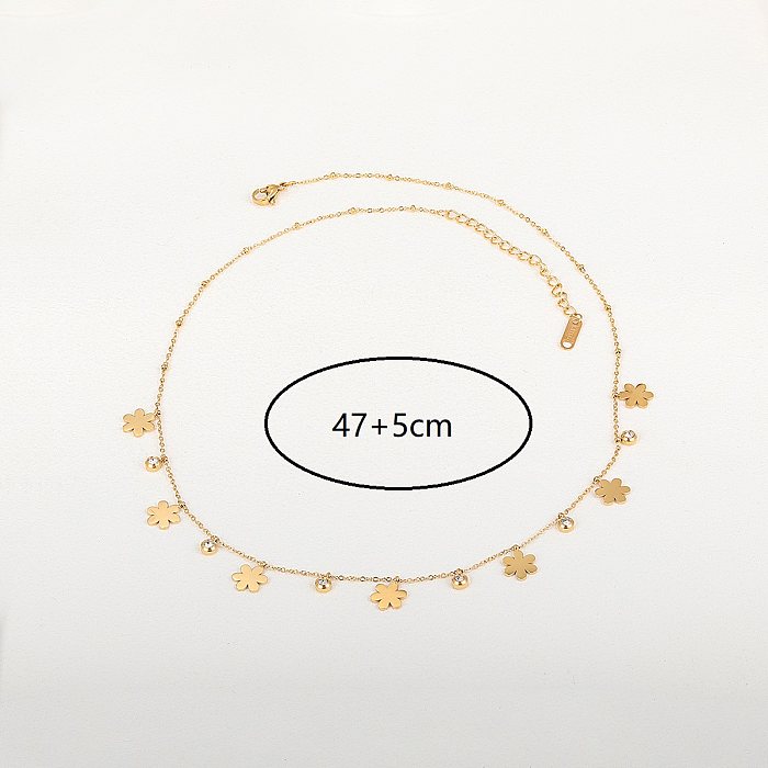 Wholesale Classic Style Heart Shape Flower Stainless Steel  18K Gold Plated Necklace
