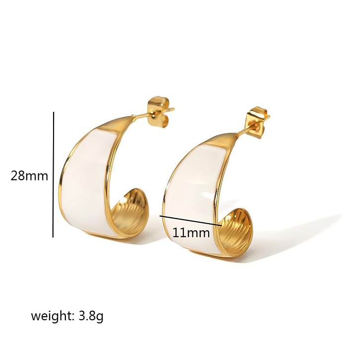 1 Pair Commute C Shape Polishing Plating Stainless Steel  18K Gold Plated Ear Studs