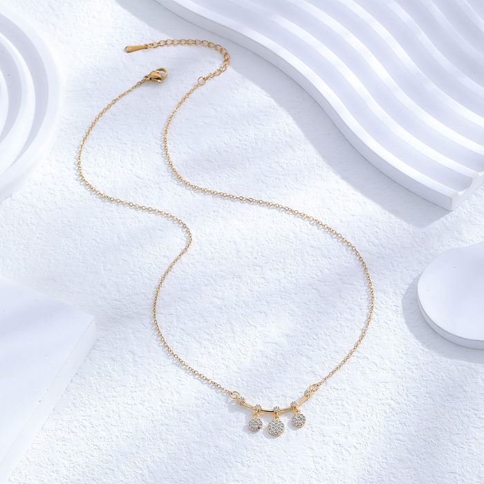 Romantische, klassische V-förmige Halskette mit Intarsien aus Edelstahl und künstlichem Diamant mit 24-Karat-Vergoldung