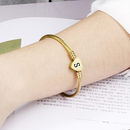 European And American Fashion Golden Stainless Steel English Alphabet Bracelet