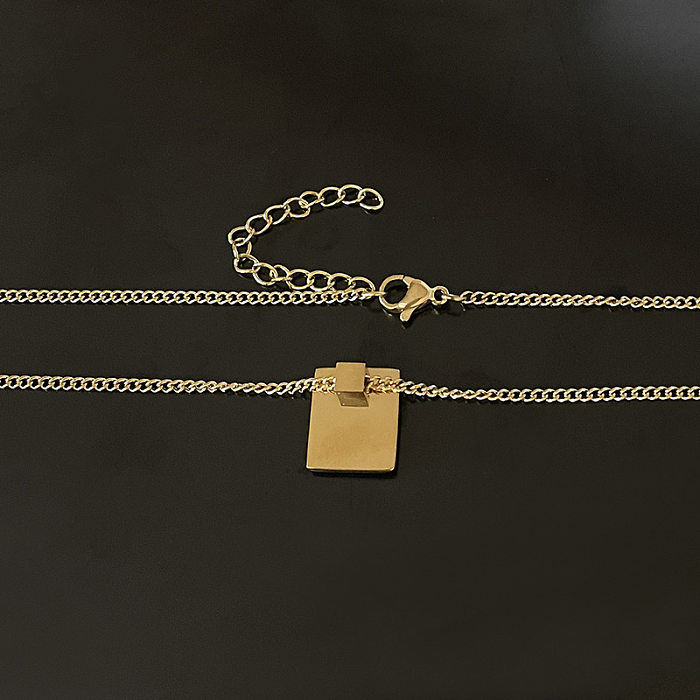 Collier rétro en acier inoxydable avec lettres plaquées, colliers en acier inoxydable