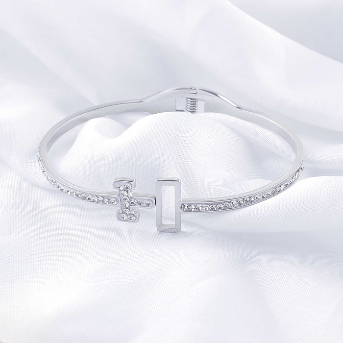Casual Classic Style Cross Stainless Steel Plating Inlay Rhinestones Rose Gold Plated Gold Plated Silver Plated Bangle