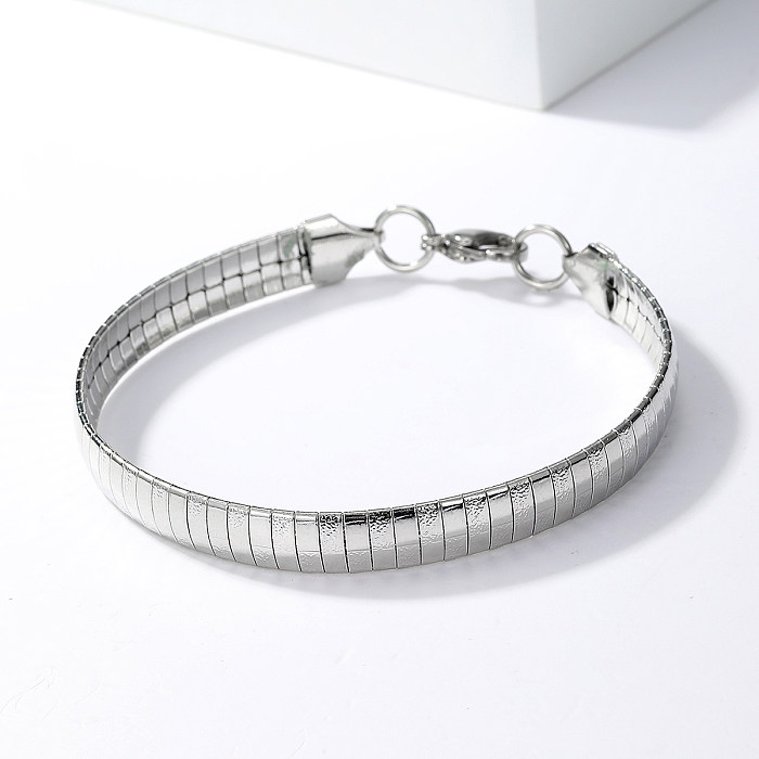 1 Piece Fashion Round Solid Color Stainless Steel Bangle
