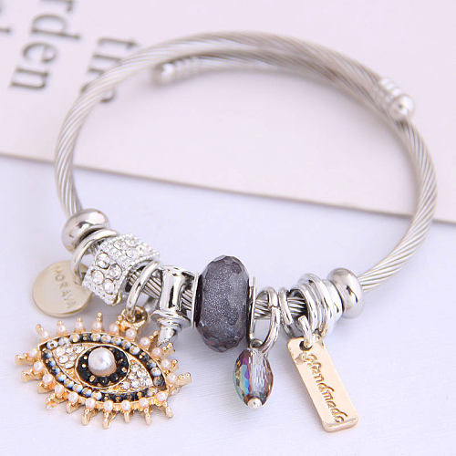 Wholesale Cool Style Letter Devil's Eye Stainless Steel Alloy Plating Bangle