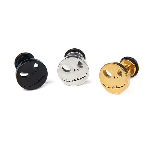 Simple Style Skull Stainless Steel  Ear Studs Plating Stainless Steel  Earrings 1 Piece
