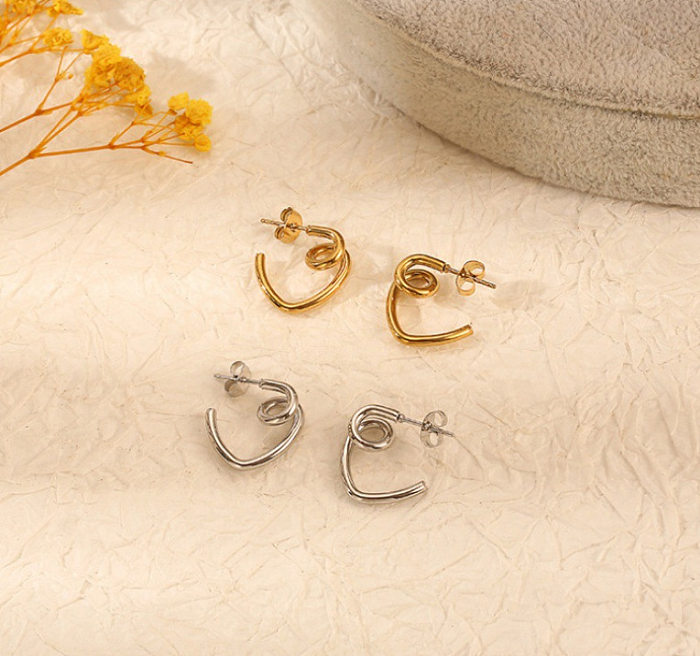 1 par de brincos de orelha banhados a ouro de aço inoxidável estilo clássico estilo simples