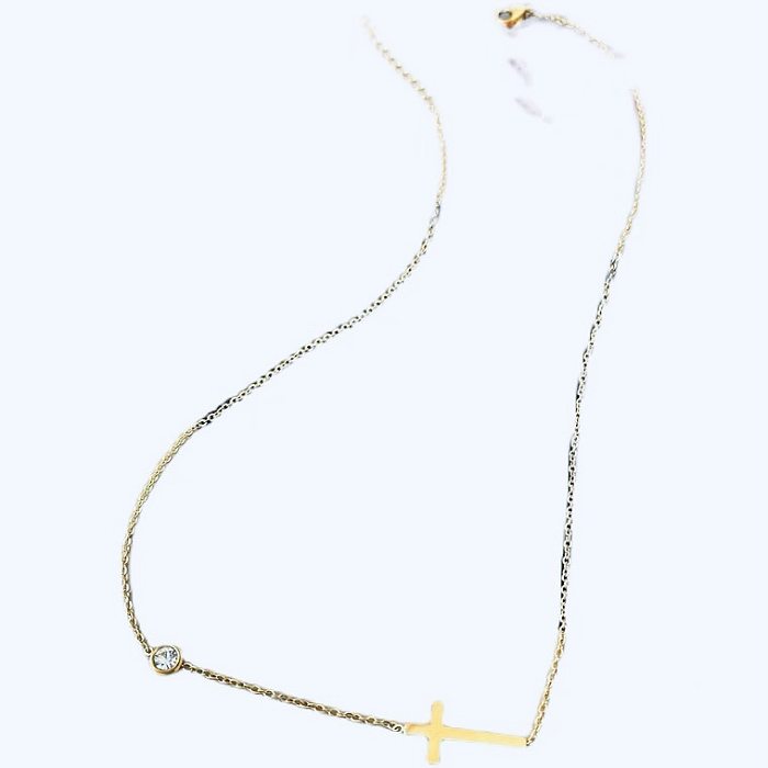 Retro-Kreuz-Herzform-Edelstahl-Halskette, 1 Stück