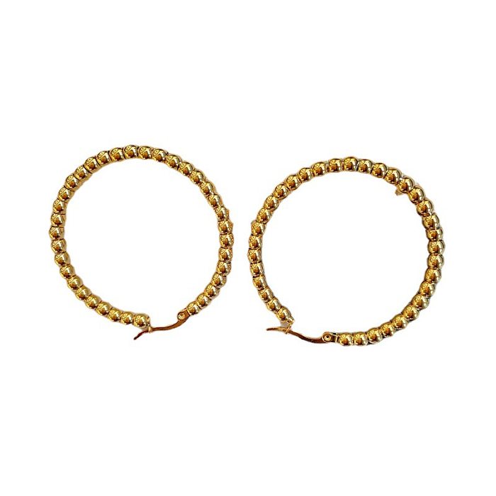 Simple Style Circle Stainless Steel Hoop Earrings 1 Pair