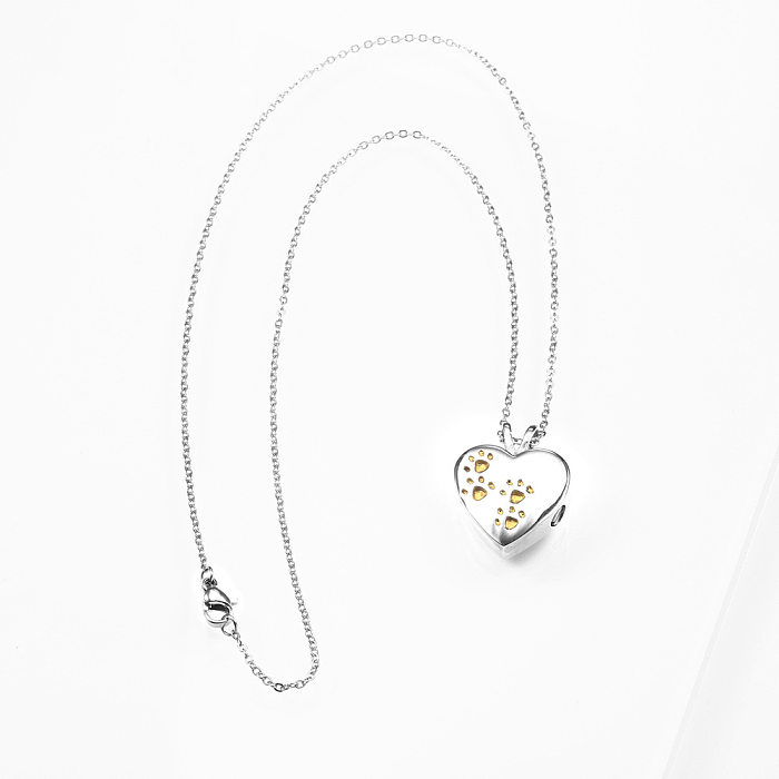 Casual Elegant Simple Style Heart Shape Stainless Steel Epoxy Pendant Necklace