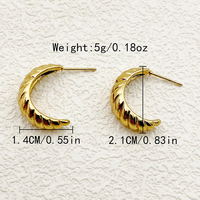 1 Pair Casual Simple Style Commute C Shape Plating Stainless Steel  Gold Plated Ear Studs