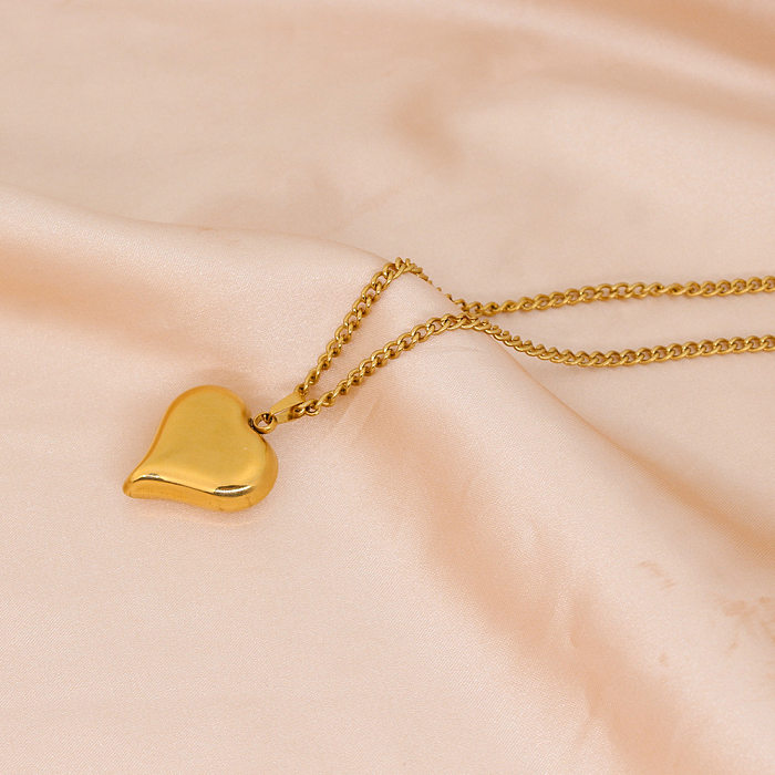 Simple Style Heart Shape Stainless Steel  Stainless Steel Plating Pendant Necklace