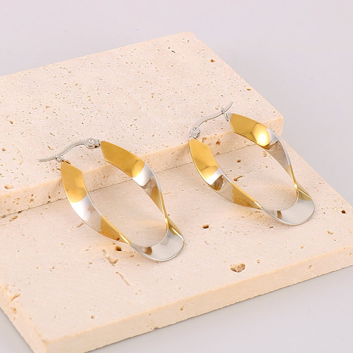 1 Pair Streetwear Shiny Irregular Plating Stainless Steel  18K Gold Plated Hoop Earrings