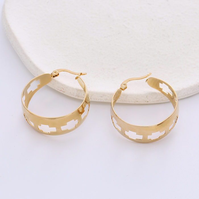 Exaggerated Geometric Stainless Steel  Earrings Hollow Out Stainless Steel  Earrings