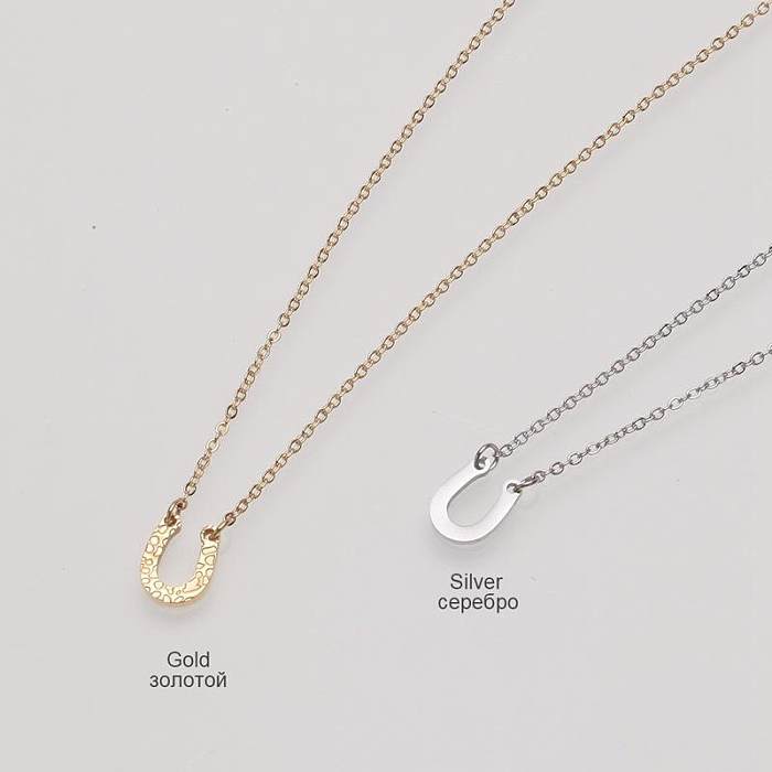 U-shaped Letter Pendant Stainless Steel  Jewelry Necklace