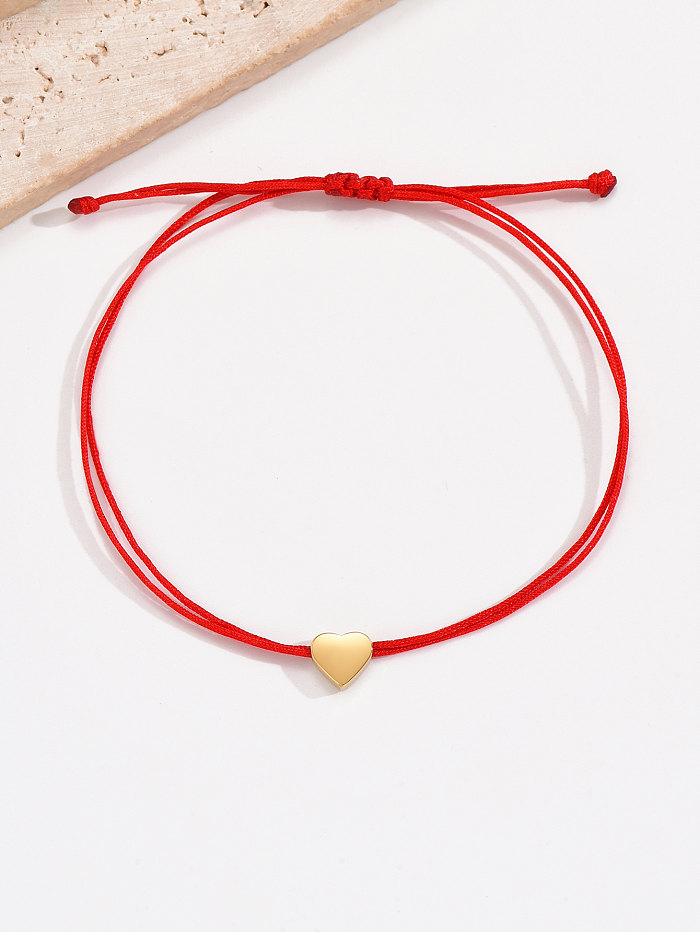 Wholesale IG Style Modern Style Classic Style Heart Shape Stainless Steel Plating Braid Gold Plated Bracelets