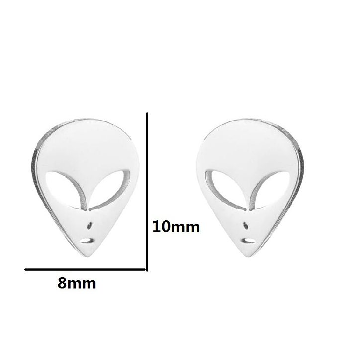 1 paire de clous d'oreilles plaqués en acier inoxydable avec tête de mort à la mode
