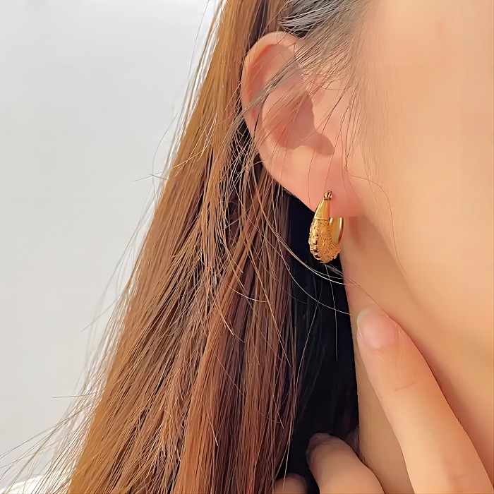 1 Pair Simple Style Semicircle Round Polishing Plating Stainless Steel  18K Gold Plated Earrings