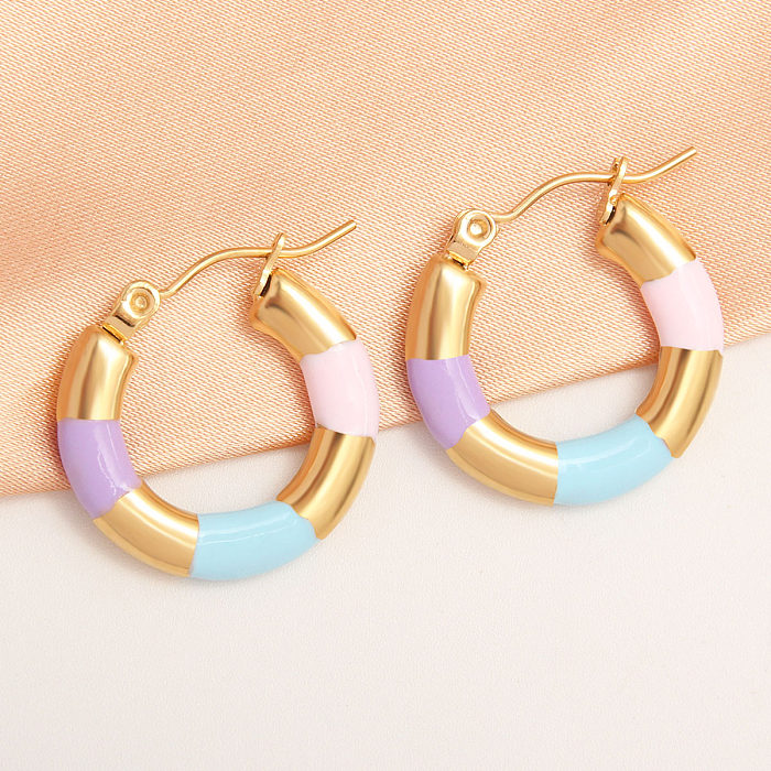 1 Pair IG Style Simple Style Round Plating Stainless Steel  Gold Plated Earrings