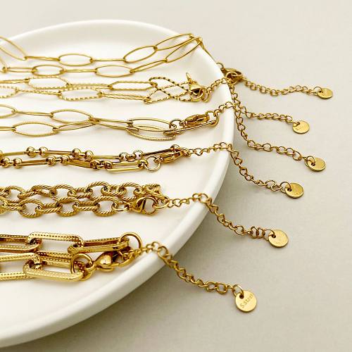 INS Style Printing Stainless Steel  Plating Chain Necklace 1 Piece