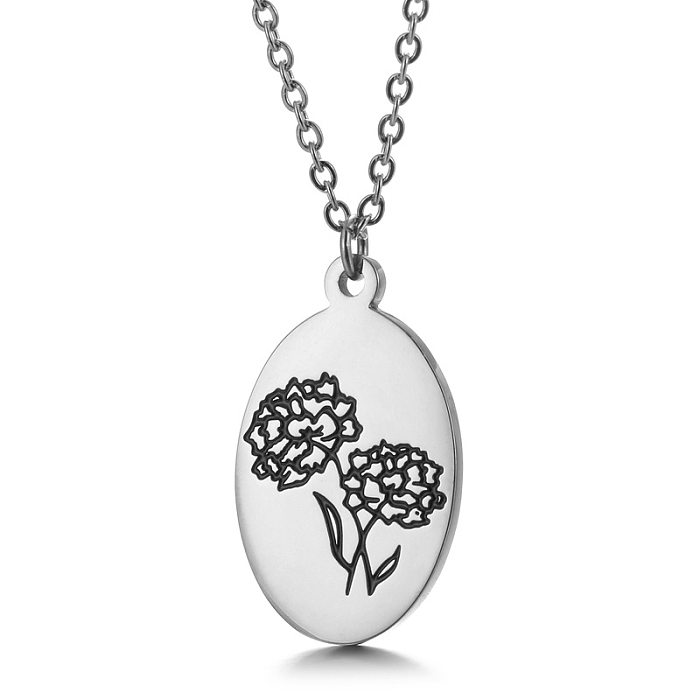 Collier avec pendentif en acier inoxydable plaqué fleur à la mode, 1 pièce