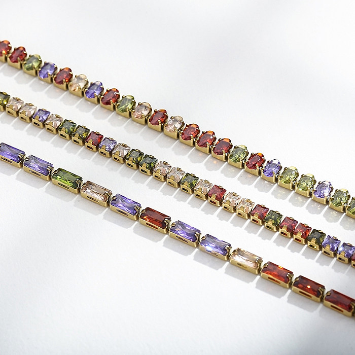 Bracelets plaqués or 18K de zircon d'incrustation d'acier de titane ovale carré brillant élégant