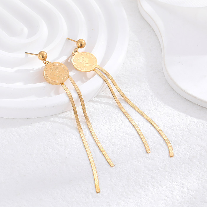 1 par de brincos pendentes banhados a ouro 24K com borboleta elegante em aço inoxidável