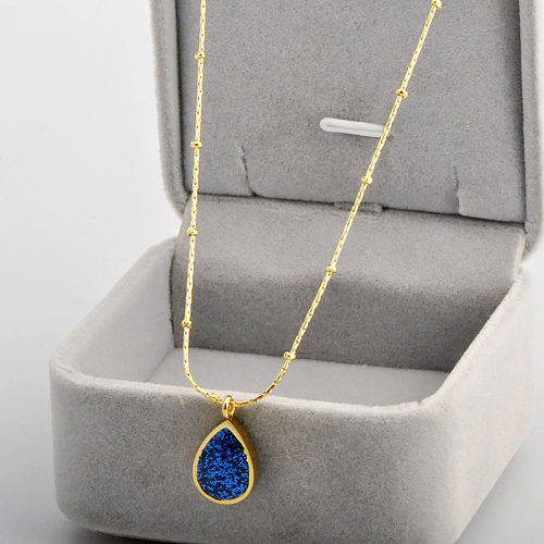 Wholesale Simple Style Water Droplets Stainless Steel 18K Gold Plated Pendant Necklace