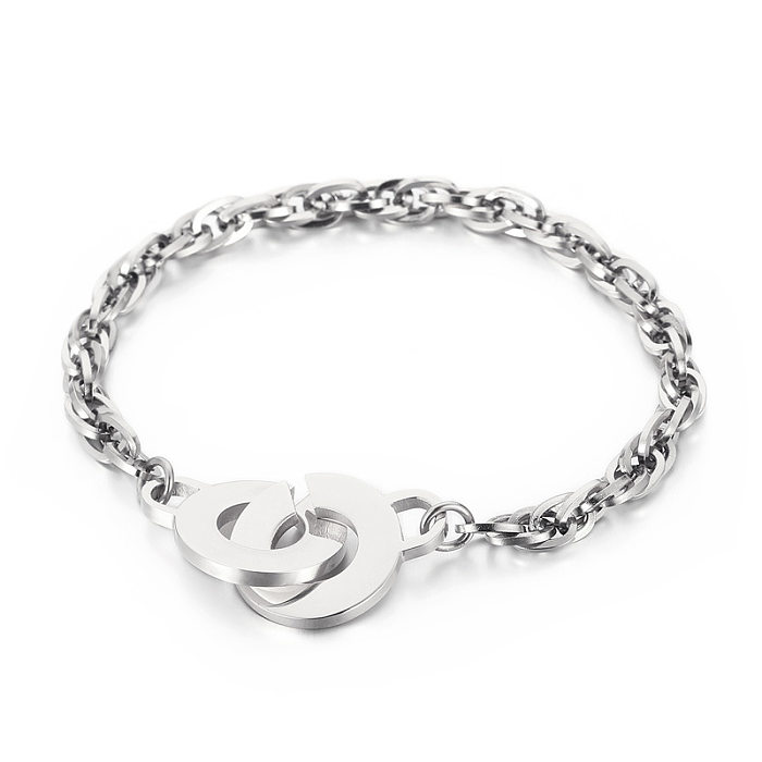 Kreatives, geometrisches, ineinandergreifendes Armband aus Edelstahl mit offenem Kreis für Damen